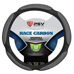 Оплетка руля "PSV" Race Carbon поролон 5 подушечек серая (37-39 M) 
