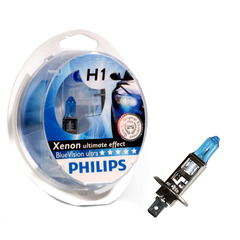 Лампа галоген H1 55W "PHILIPS" BLUE VISION ULTRA (2шт.)