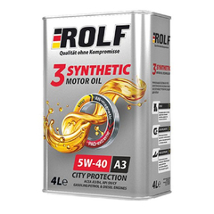 Масло моторное ROLF 3-SYNTHETIC  5W-40 A3/B4 синтетика (4 л.)
