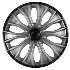 Колпак колеса декоративный R14 "AIRLINE" Лион серебристо-черный, карбон (4шт)