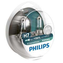Лампа галоген H7 55W "PHILIPS" X-treme Vision +130 (2шт.)