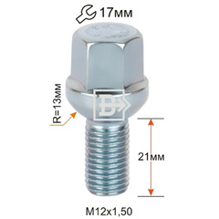 Болт колеса М12*22*1,5 (хром) Вектор