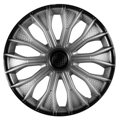Колпак колеса декоративный R14 "AIRLINE" Волтек серебристо-черный карбон (4шт)