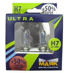 Лампа галоген H7 55W "Маяк" Super LIGHT +50%