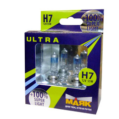 Лампа галоген H7 55W "Маяк" Super LIGHT ULTRA +100%