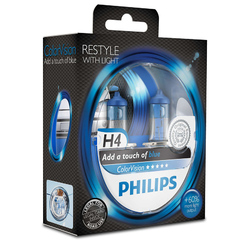 Лампа галоген H4 60/55W "PHILIPS" Color Vision +60% 2шт.
