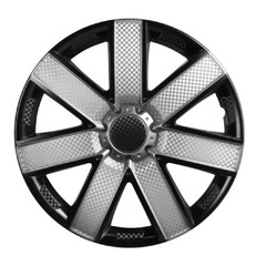 Колпак колеса декоративный R15 "AIRLINE" Гелакси серебристый/черный, карбон (4шт)