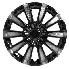 Колпак колеса декоративный R14 "AIRLINE" Торнадо Т серебристо-черный, карбон (4шт)