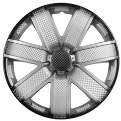 Колпак колеса декоративный R15 "AIRLINE" Гелакси + серебристо черный, карбон (4шт)