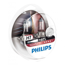 Лампа галоген H7 55W "PHILIPS"  Vision Plus +60% (2шт.)